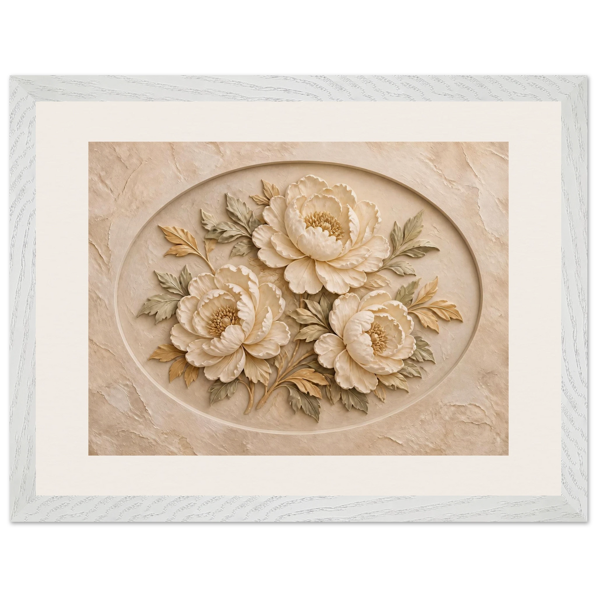 Peonies in Stone: flowers and botanical. Framed fine art print by The Light Stays.