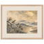 Golden Moon Bird: japanese art and japandi. Museum-quality framed fine art print.