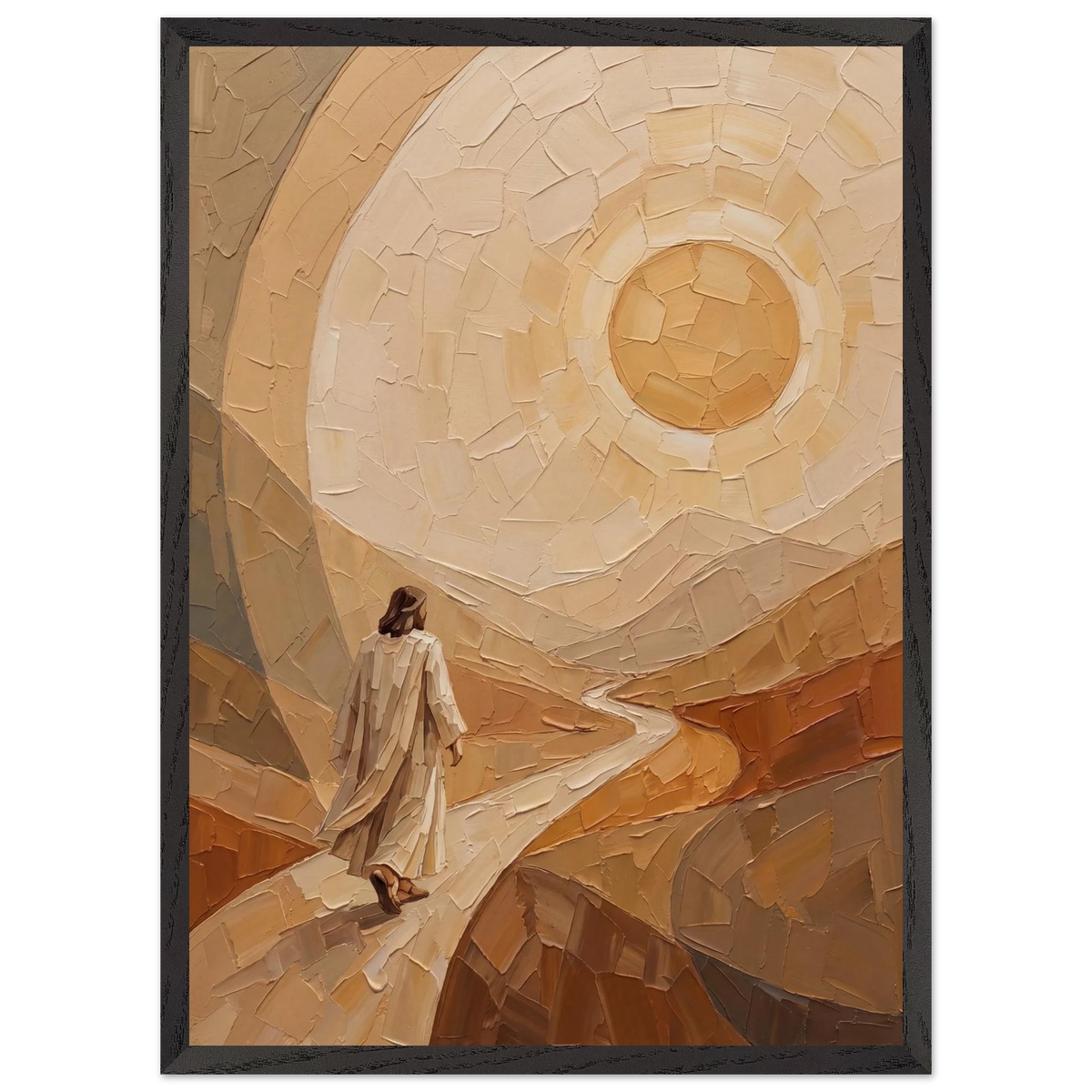 Lightfall: jesus, landscape and golden tones. Framed fine art print by The Light Stays.