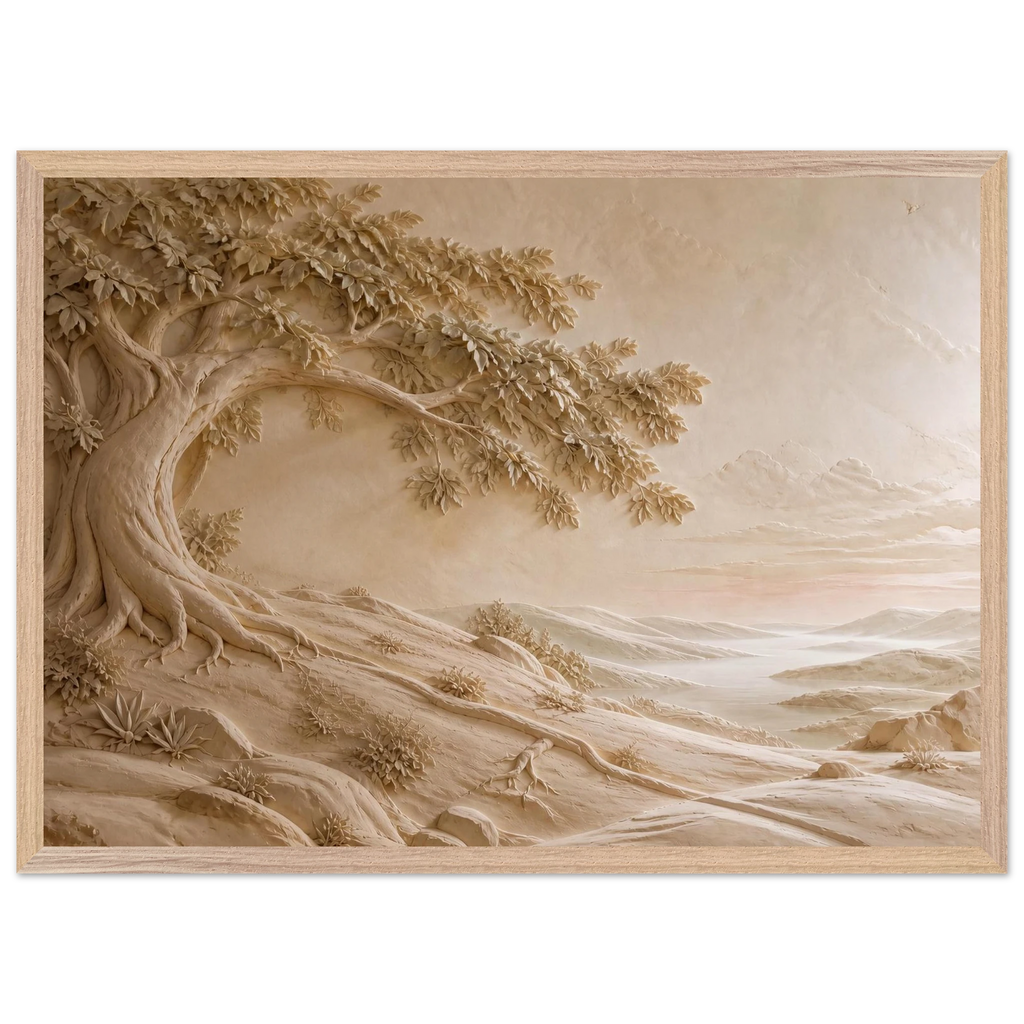 Sandstone Dawn: lumen and siena. Framed fine art print, alternate frame and size.