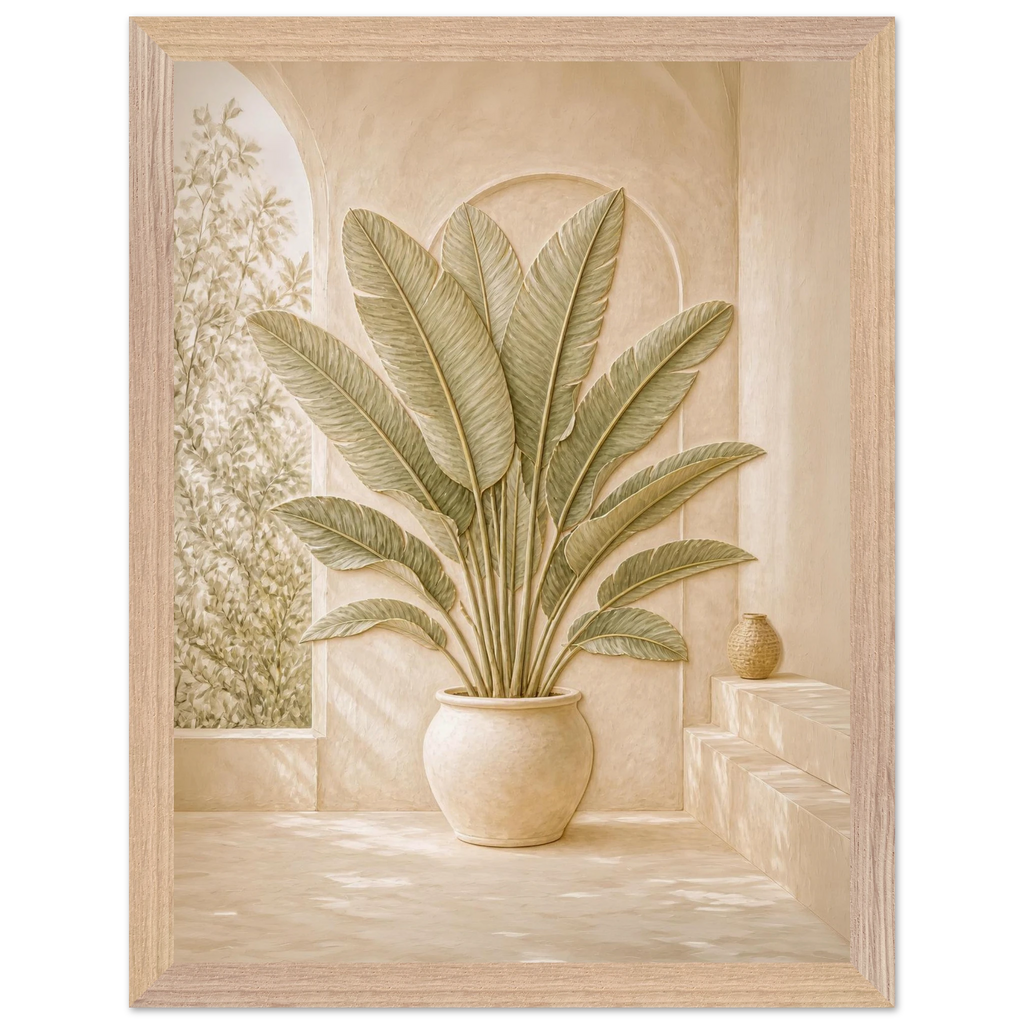 Courtyard Noon: landscape and sun. Museum-quality framed fine art print.