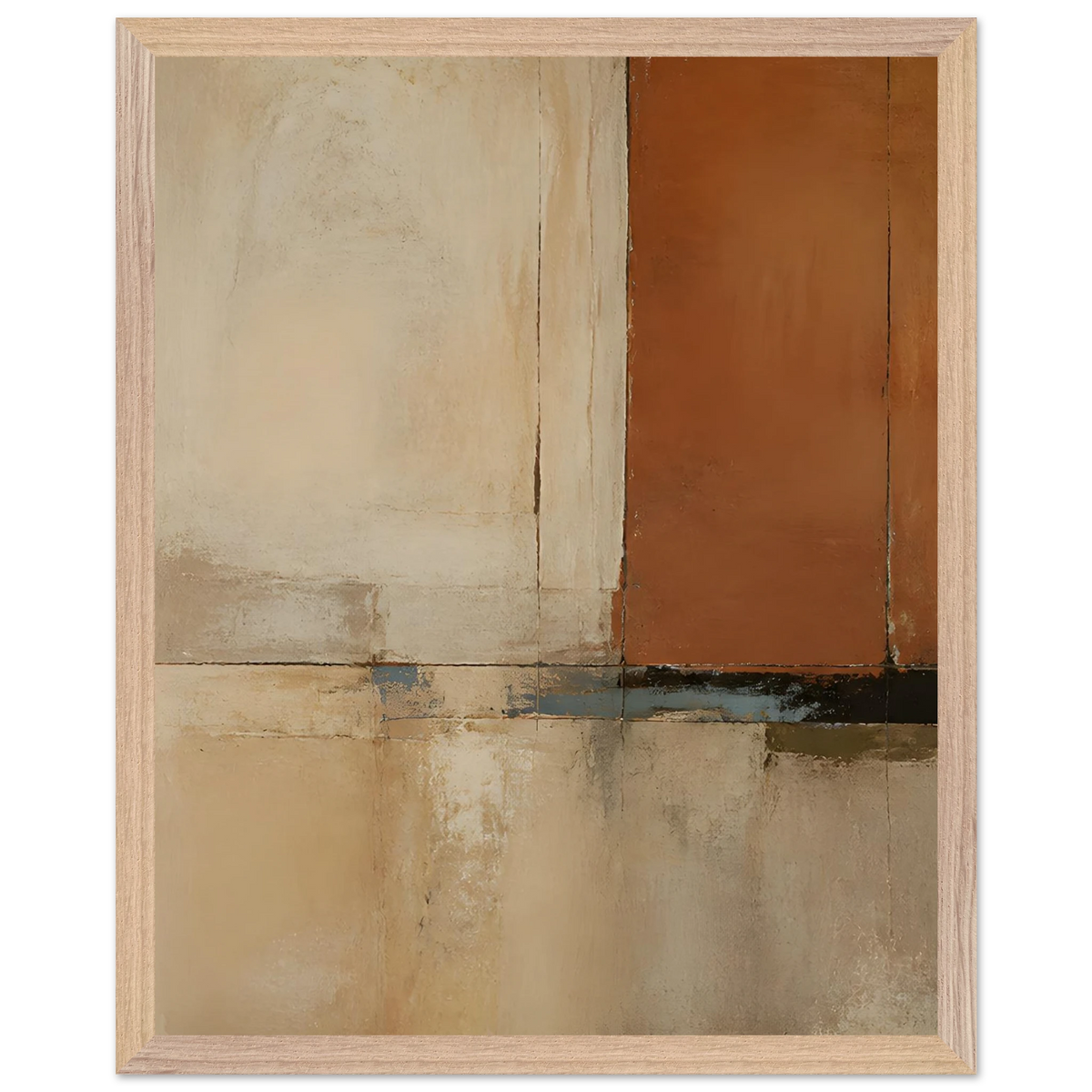 Terracotta Diptych, Panel I of II: two panels, terracotta and cream. Framed fine art print by The Light Stays.