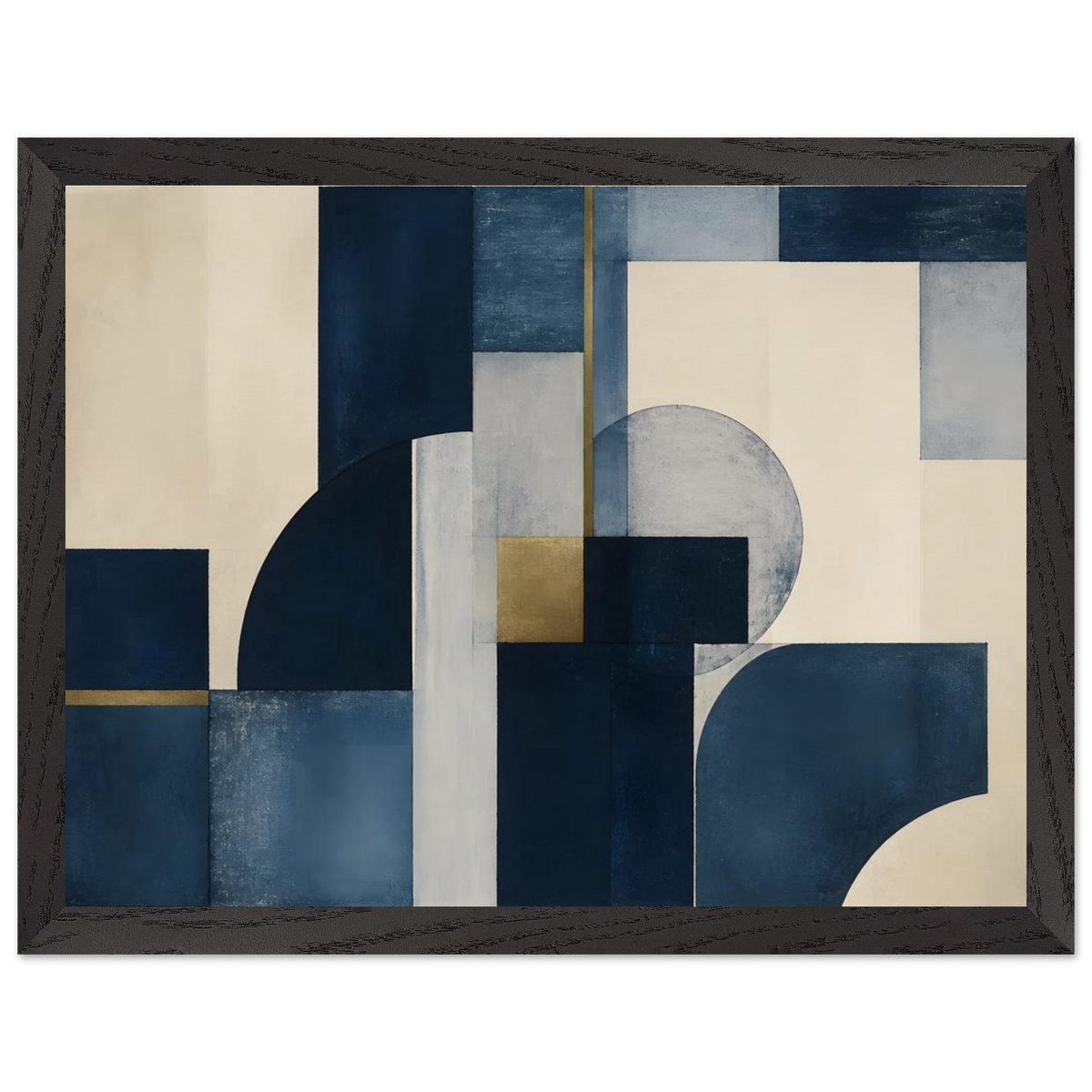 Blue Architecture: geometric abstract, blue and cream. Framed fine art print.