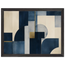 Blue Architecture: geometric abstract, blue and cream. Framed fine art print.