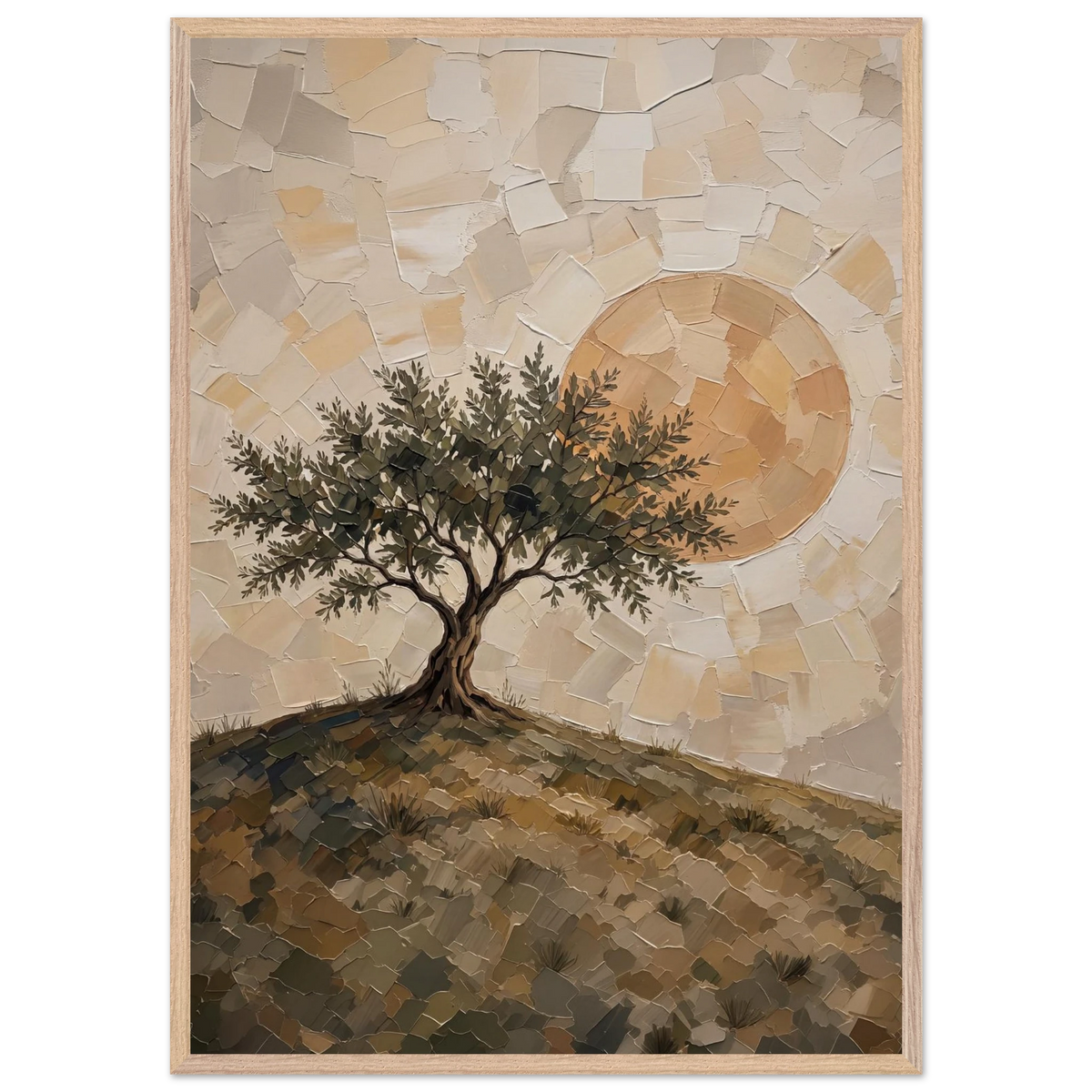 Olive Noon: hills, botanical and golden tones. Framed fine art print by The Light Stays.
