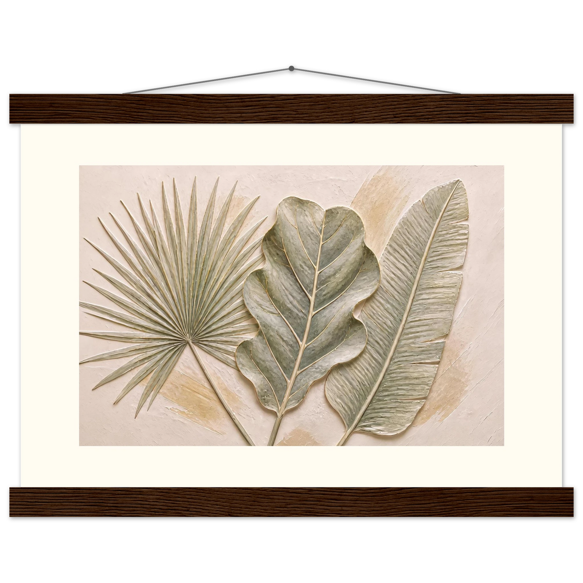 Three Leaves: botanical and nature. Museum-quality fine art poster.