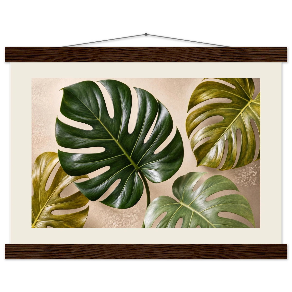 Four Greens: leaves, vivid green and impasto. Fine art poster by The Light Stays.
