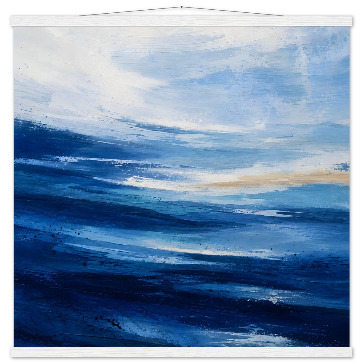 Atlantic Blue: coastline, ocean and texture. Fine art poster with wooden hanger by The Light Stays.