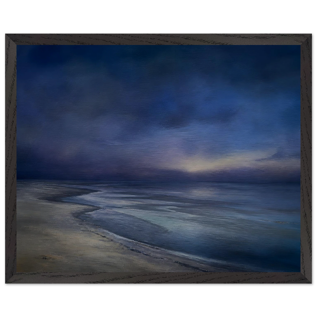 Blue Hour Shore: sea and coastal landscape. Museum-quality framed fine art print.