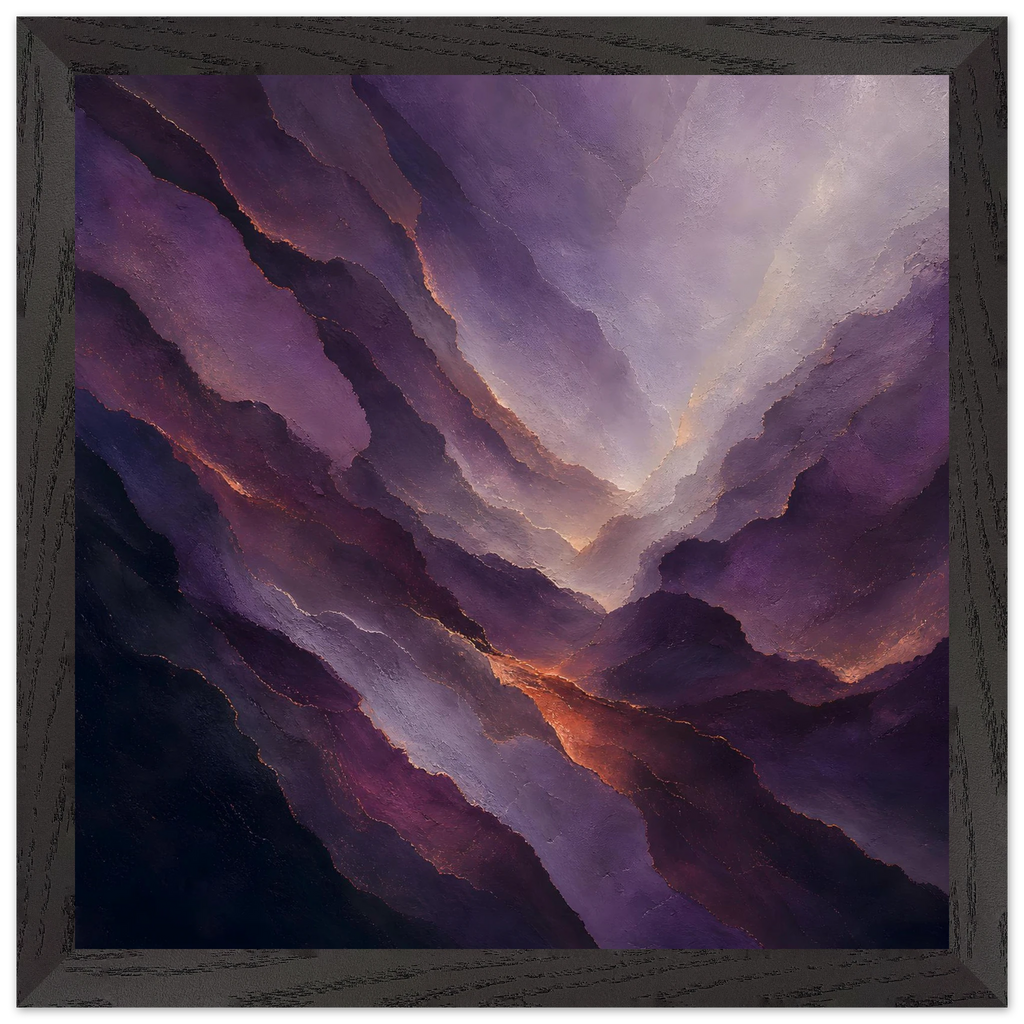 Violet Infinity: moon and night. Framed fine art print, alternate frame and size.
