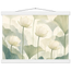 Ivory Lotus Screen, flowers and botanical. Archival fine art poster shown framed.