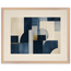 Blue Architecture, geometric abstract, blue and cream. Archival framed fine art print shown framed.