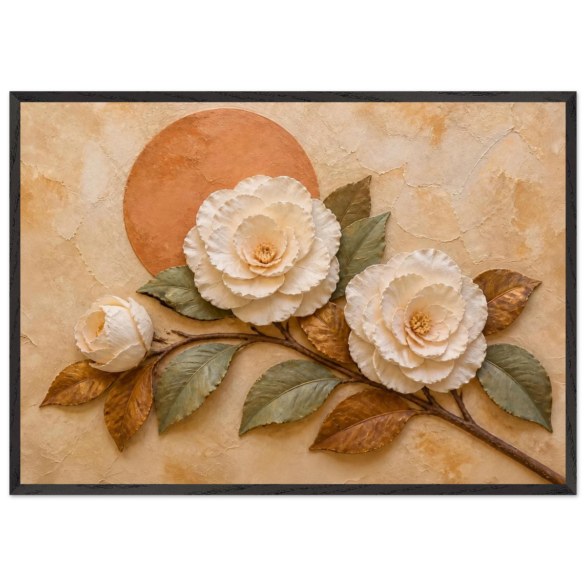 Camellia Eclipse: flowers and botanical. Museum-quality framed fine art print.