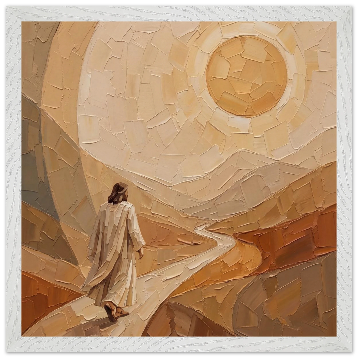 Lightfall: jesus, landscape and golden tones. Framed fine art print by The Light Stays.