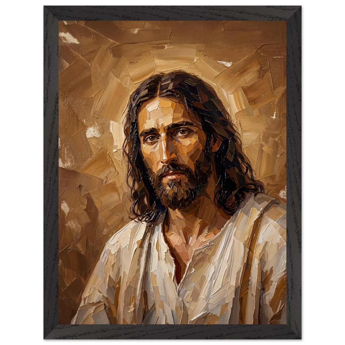 Kind Eyes: jesus, faith and serene gaze. Framed fine art print by The Light Stays.
