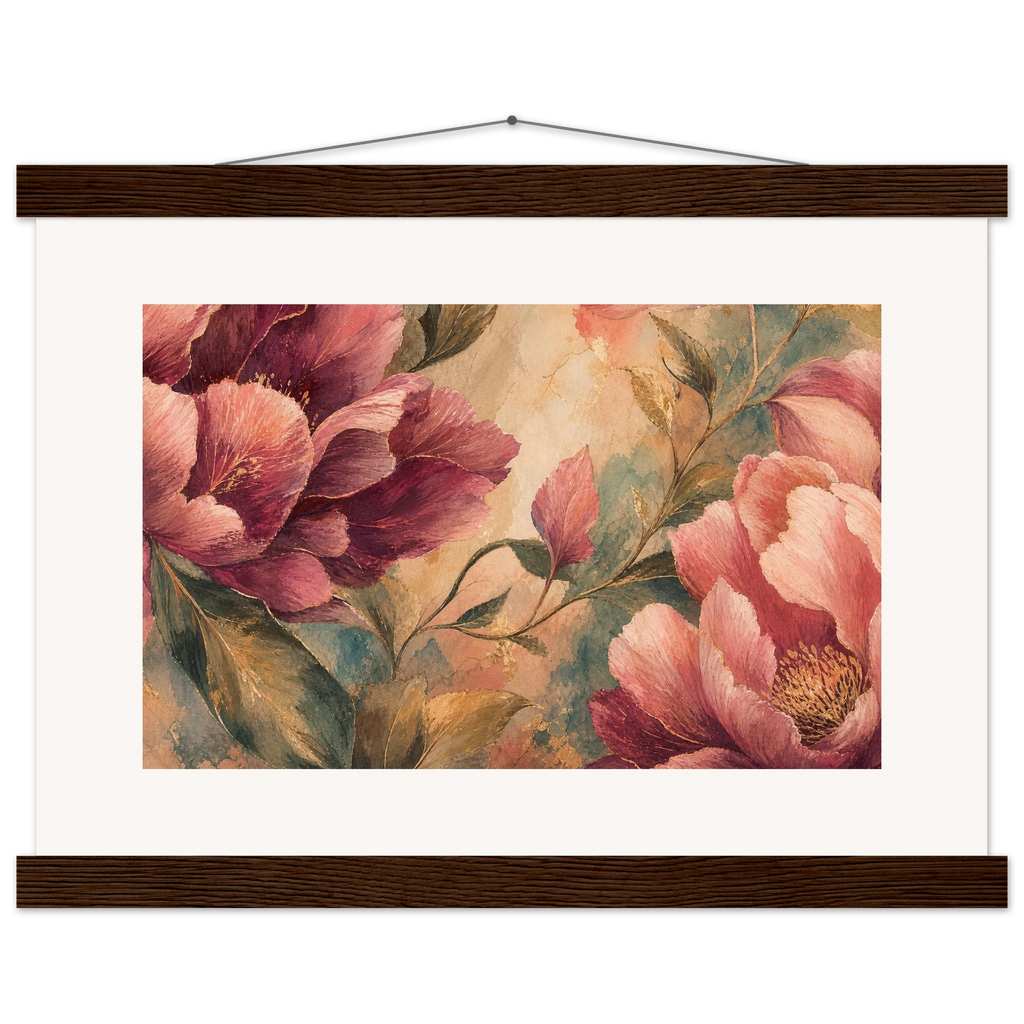Crimson Peonies: flowers and botanical. Fine art poster by The Light Stays.
