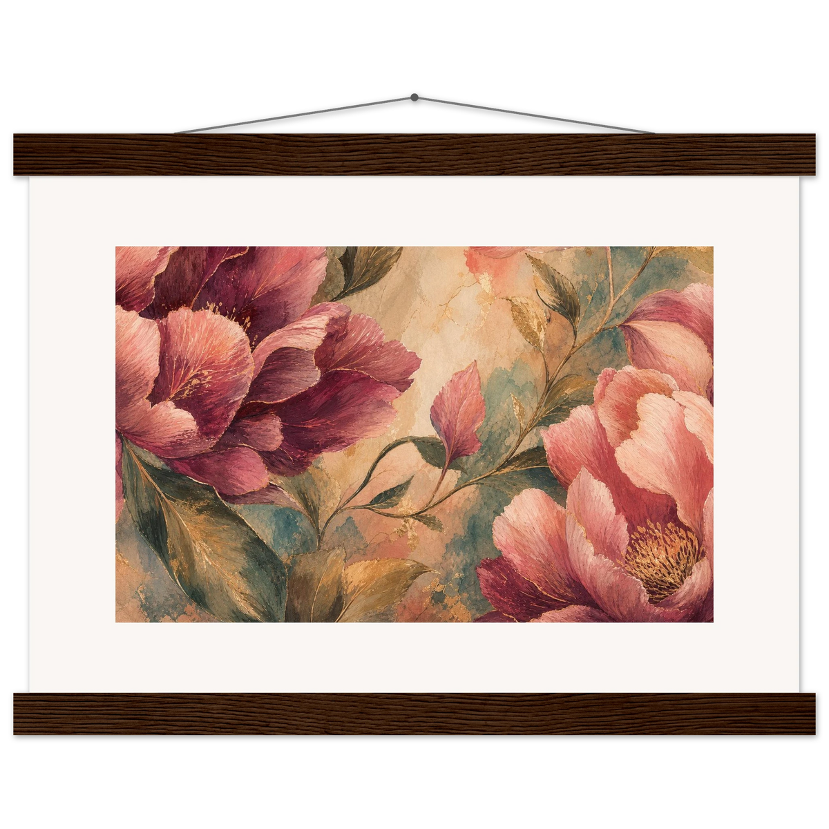 Crimson Peonies: flowers and botanical. Fine art poster by The Light Stays.