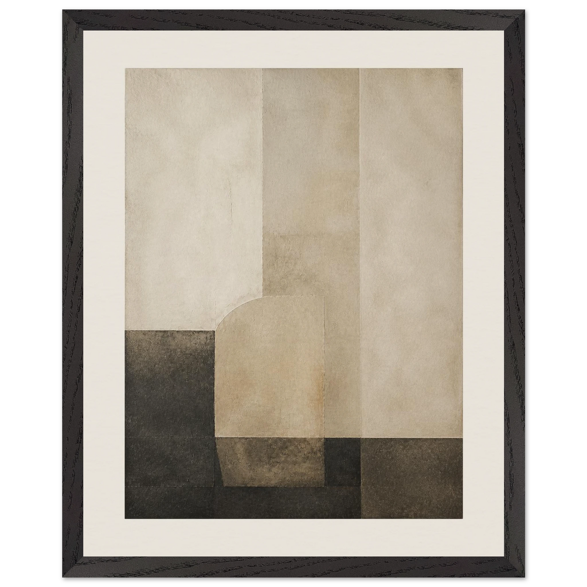 Limewash Triptych, Panel II of III: abstract, mineral texture and neutral tones. Framed fine art print by The Light Stays.