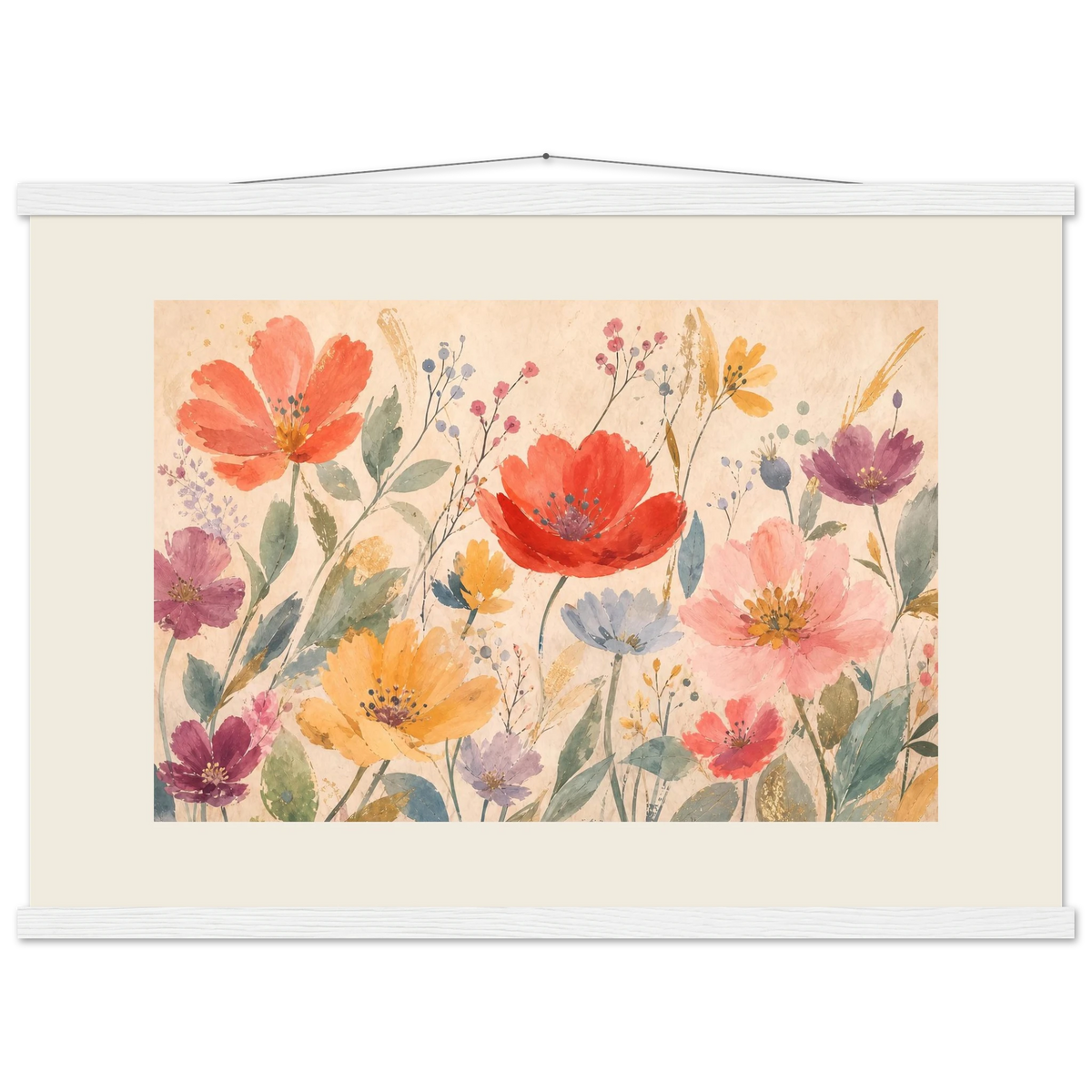 Floral Rhythm: flowers and botanical. Fine art poster, alternate frame and size.