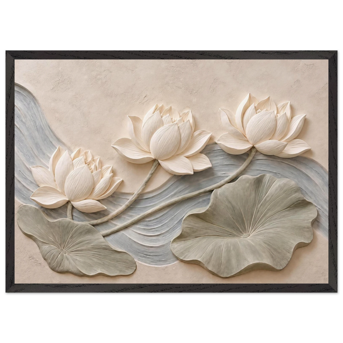 Lotus Current, flowers and botanical. Archival framed fine art print shown framed.