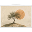 Pôster Olive Noon com suporte de madeira, oliveira diante de grande sol âmbar