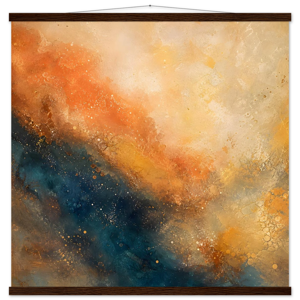 Warm Cosmic Field: galaxy, night sky and celestial art. Fine art poster with wooden hanger by The Light Stays.