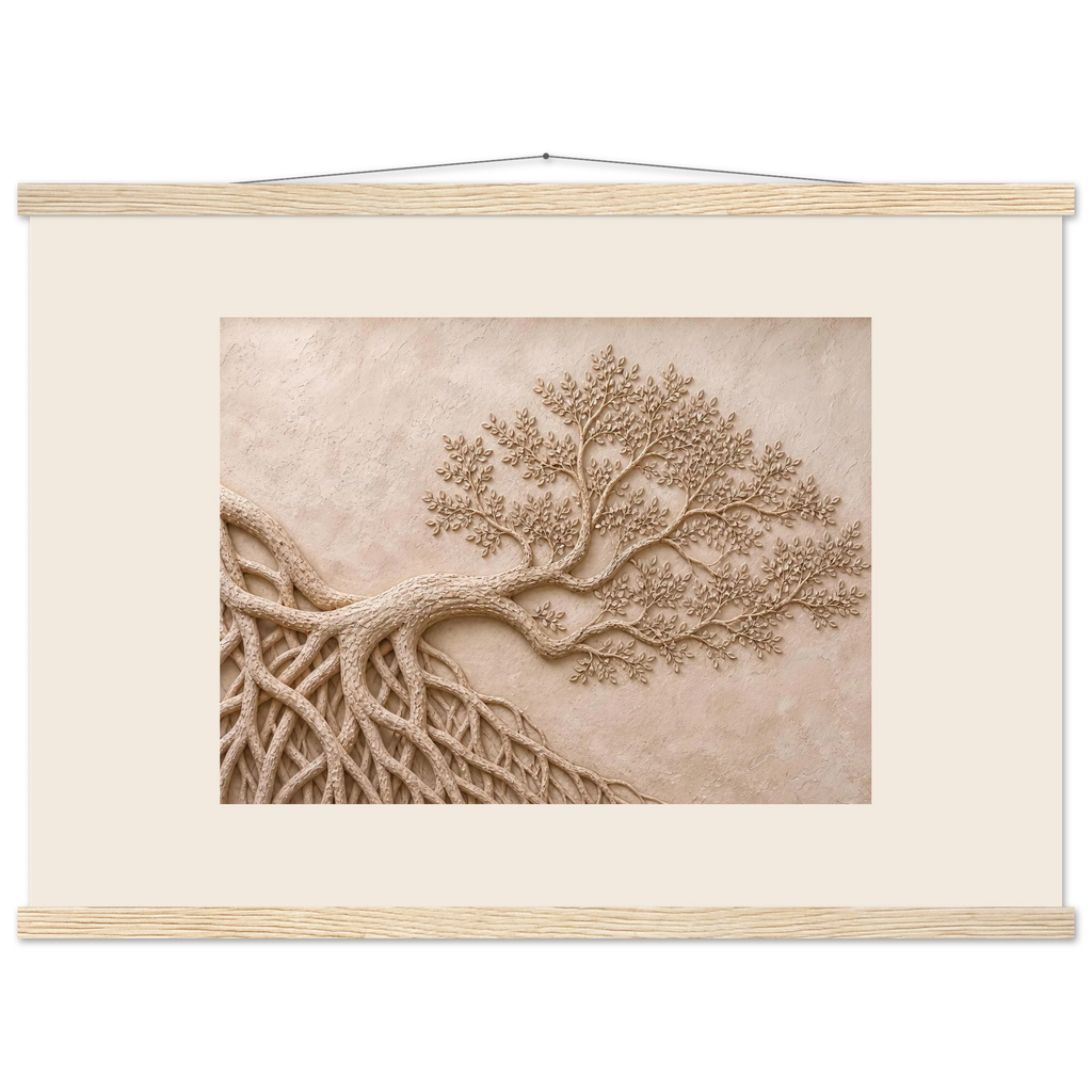 Root Lattice, petra and herbarium. Archival fine art poster shown framed.