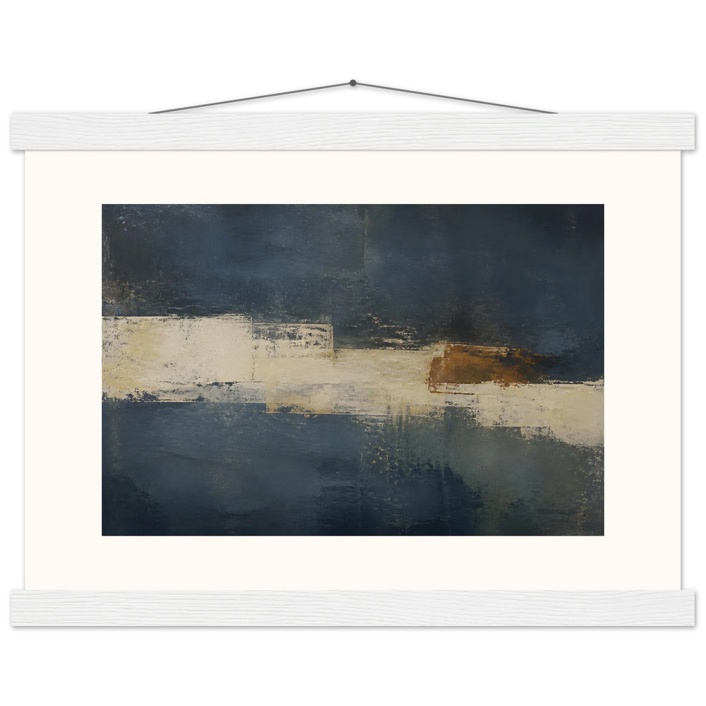 Ivory Crossing: abstract, ivory and serene lines. Fine art poster, alternate frame and size.
