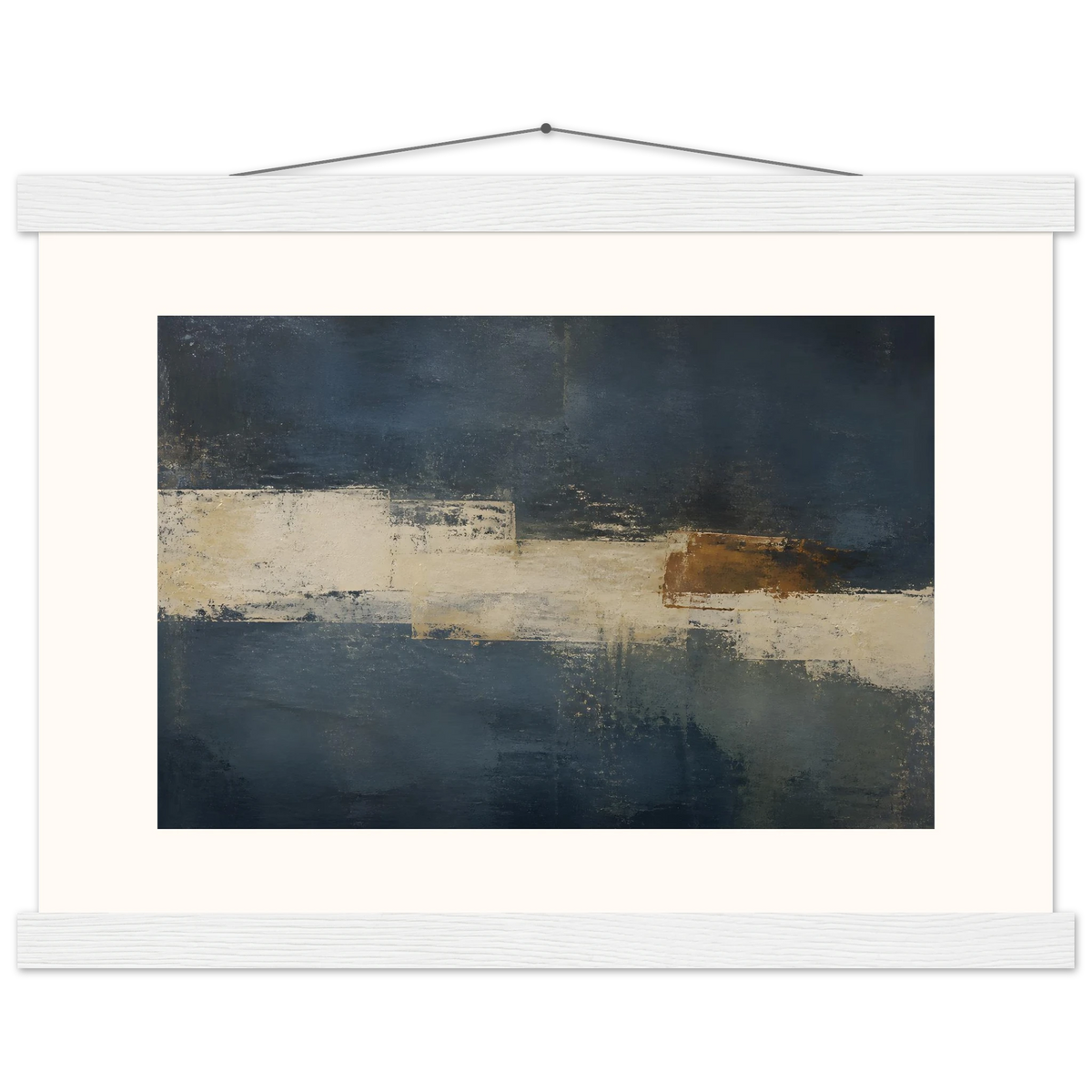 Ivory Crossing: abstract, ivory and serene lines. Fine art poster, alternate frame and size.