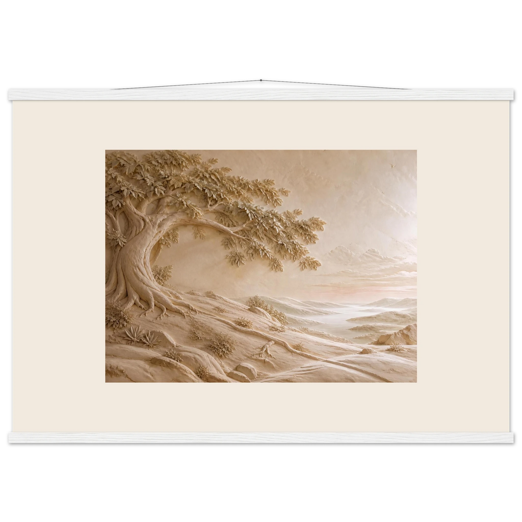 Sandstone Dawn, lumen and siena. Archival fine art poster shown framed.
