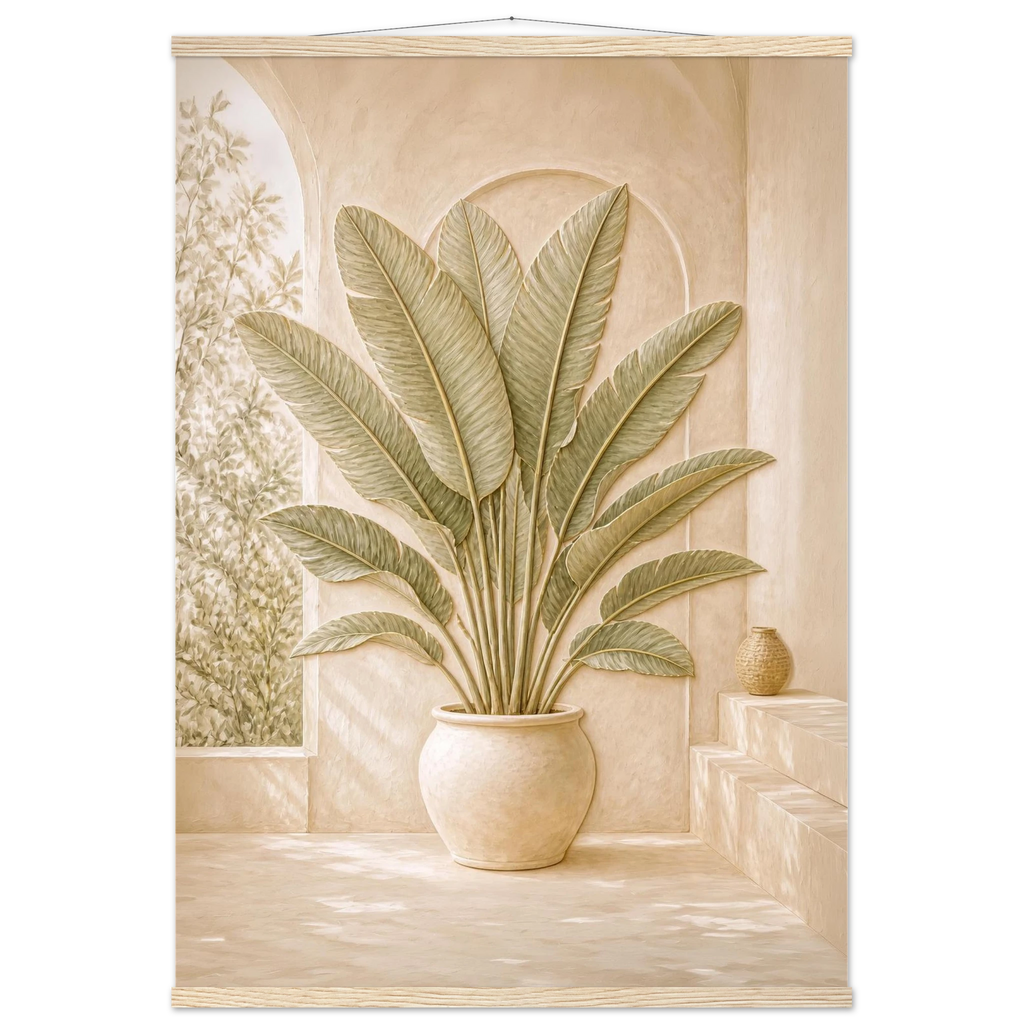 Courtyard Noon: landscape and sun. Museum-quality fine art poster.