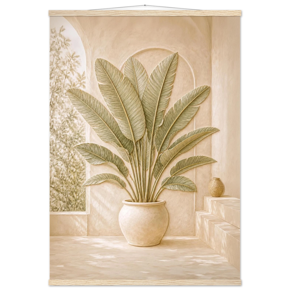 Courtyard Noon: landscape and sun. Museum-quality fine art poster.