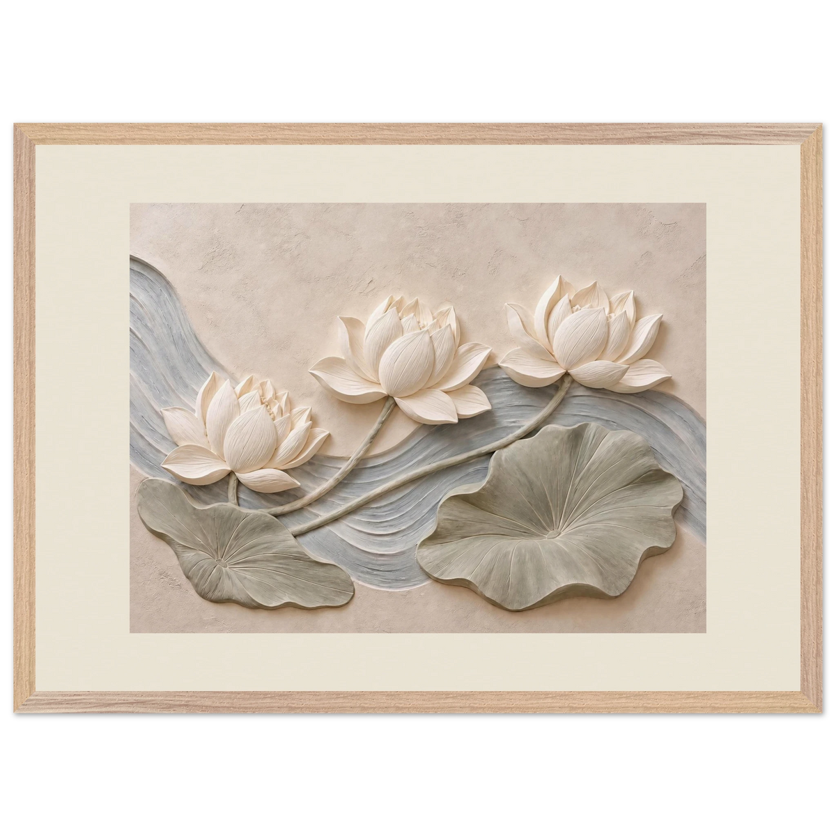 Lotus Current: flowers and botanical. Framed fine art print, alternate frame and size.