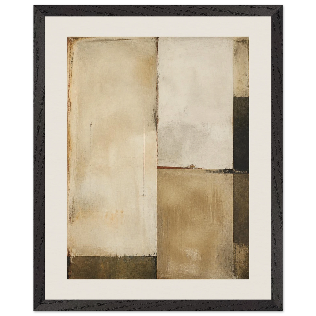 Earth and Charcoal Diptych, Panel II of II: abstract, geometry and mineral palette. Framed fine art print by The Light Stays.