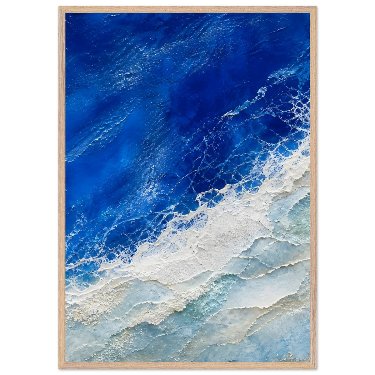 Cobalt Foam: abstract, cobalt and sea foam. Framed fine art print, alternate frame and size.