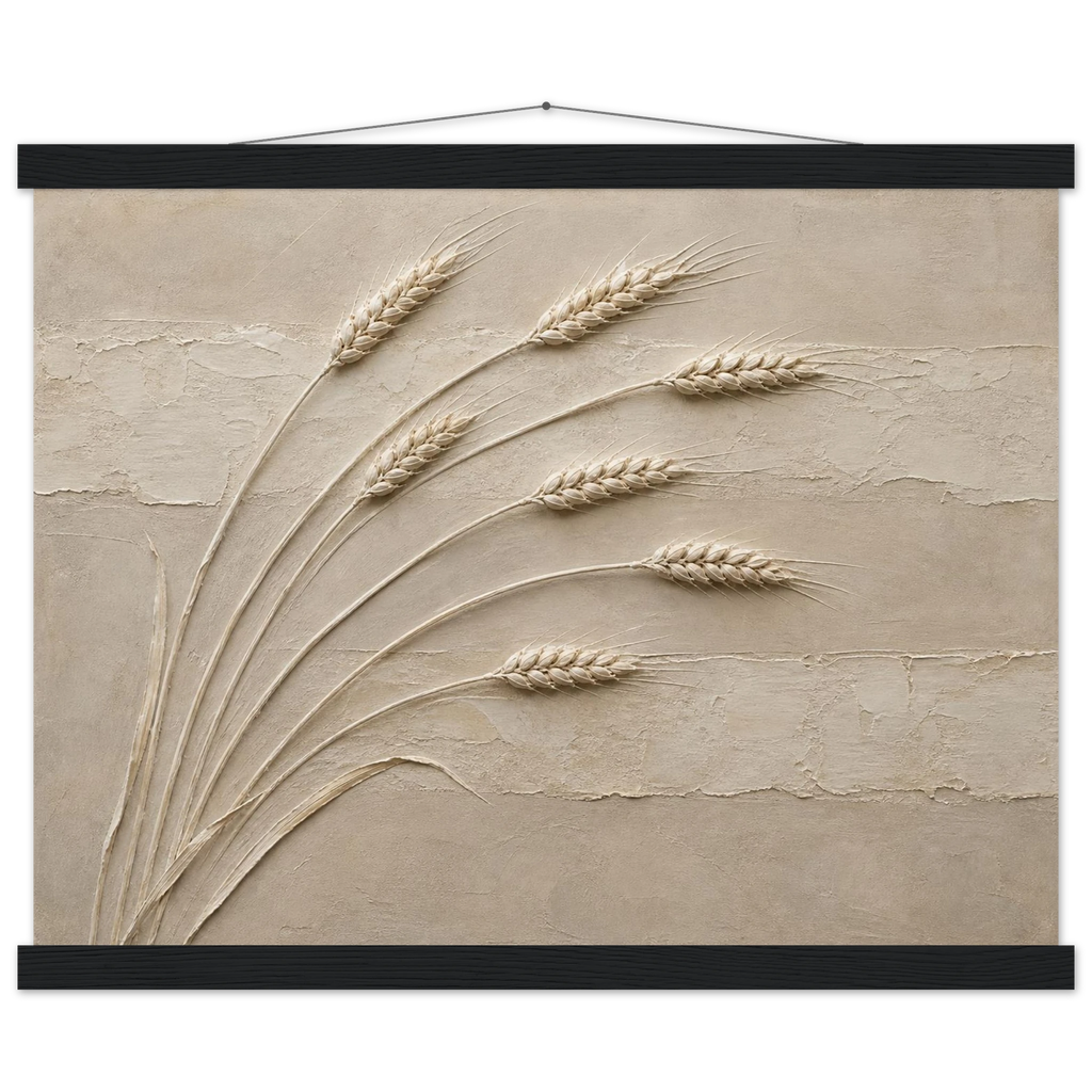 Wheat in Relief: faith, texture and botanical. Fine art poster, alternate frame and size.