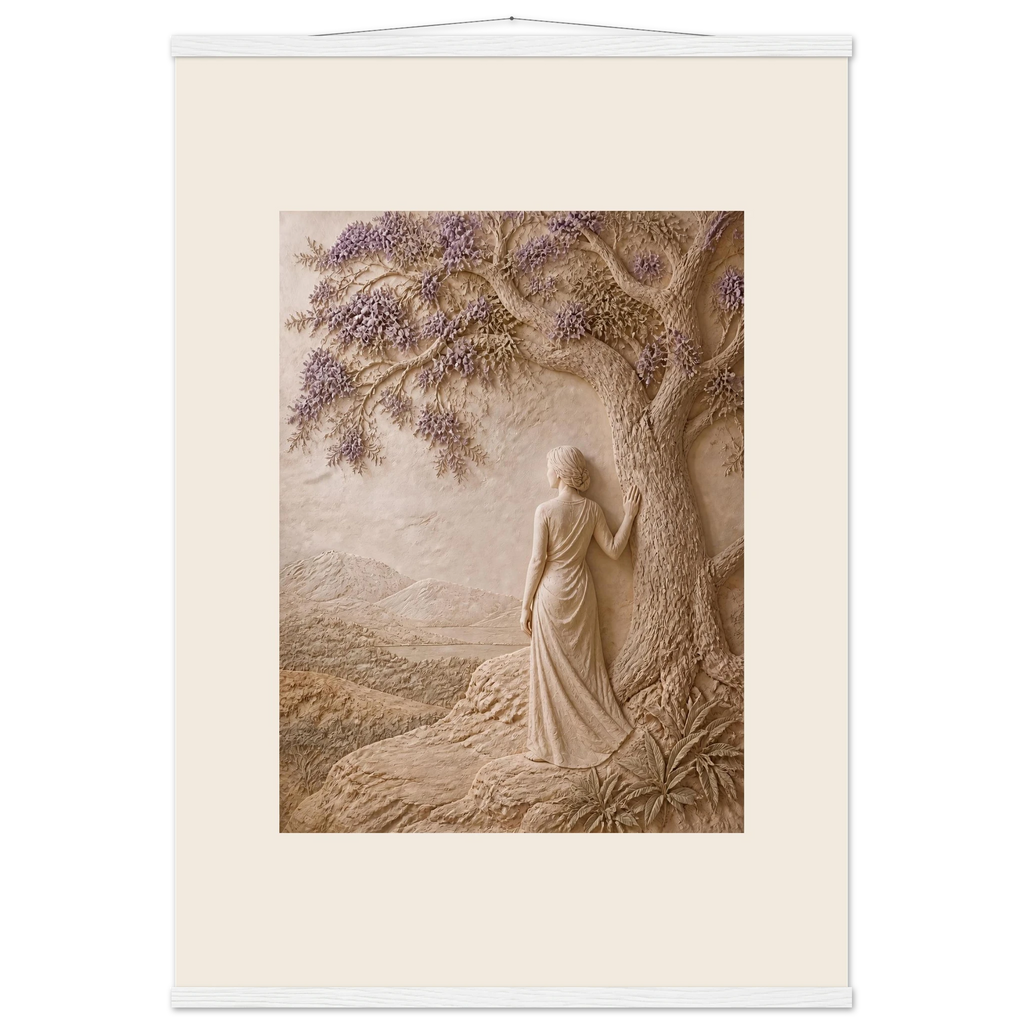 Old Friend: impasto, figure and companion tree. Museum-quality fine art poster.