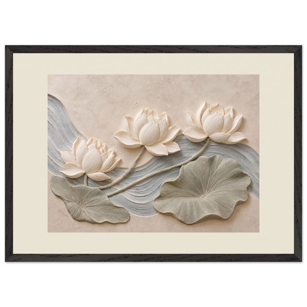 Lotus Current: flowers and botanical. Museum-quality framed fine art print.