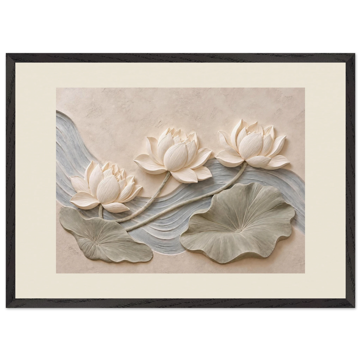 Lotus Current: flowers and botanical. Museum-quality framed fine art print.