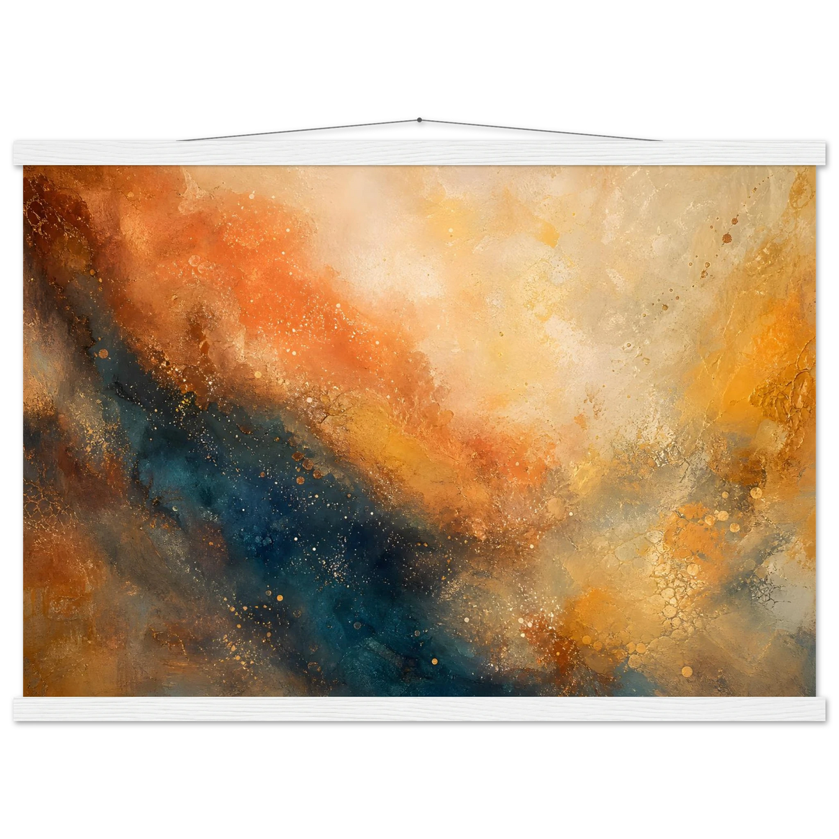 Warm Cosmic Field: galaxy, night sky and celestial art. Fine art poster with wooden hanger by The Light Stays.