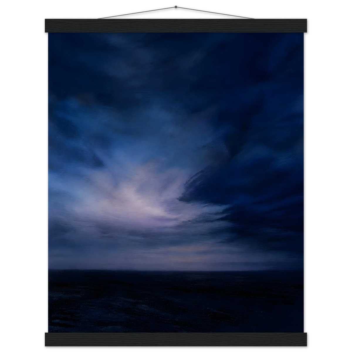 Blue Hour Field: night, horizon and deep blue. Fine art poster, alternate frame and size.