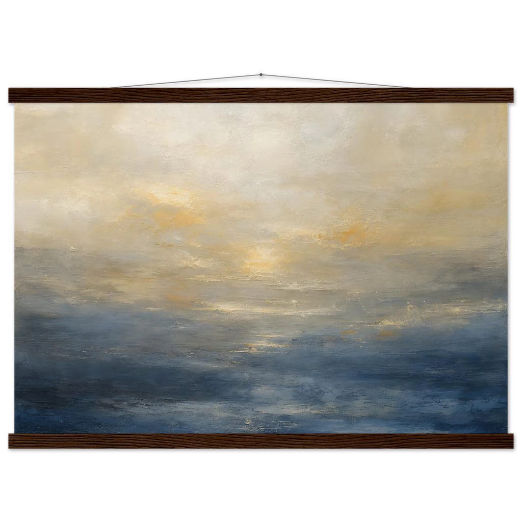 Golden Sea Mist: sea and coastal landscape. Museum-quality fine art poster.