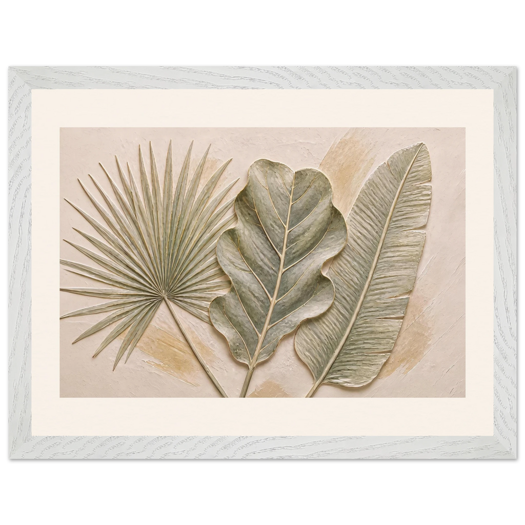Three Leaves: botanical and nature. Museum-quality framed fine art print.
