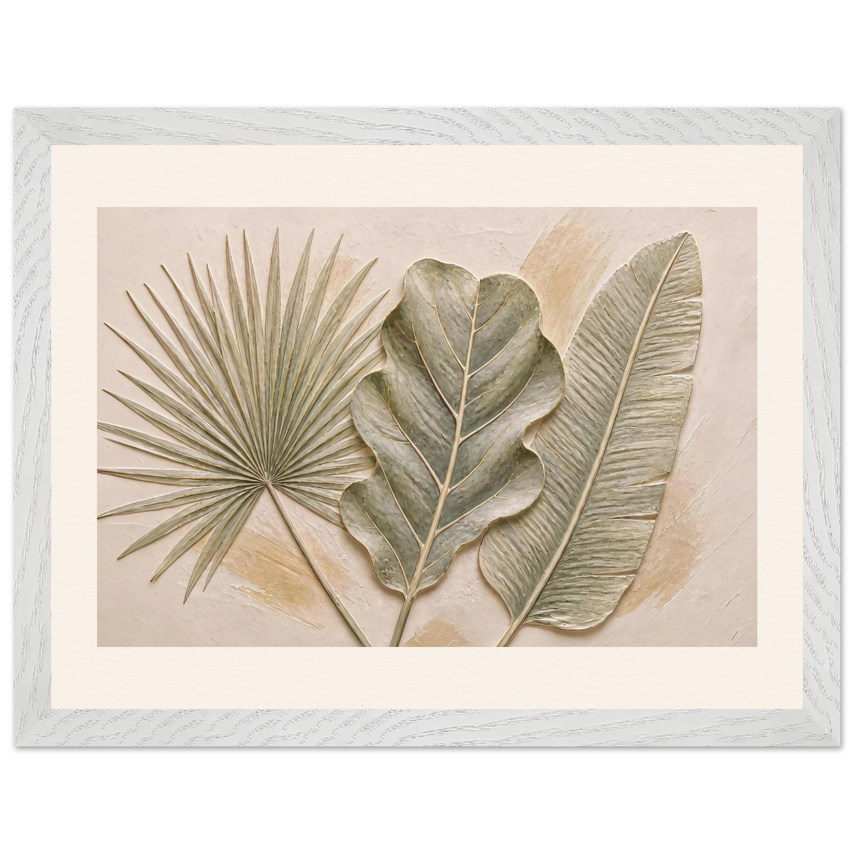 Three Leaves: botanical and nature. Museum-quality framed fine art print.