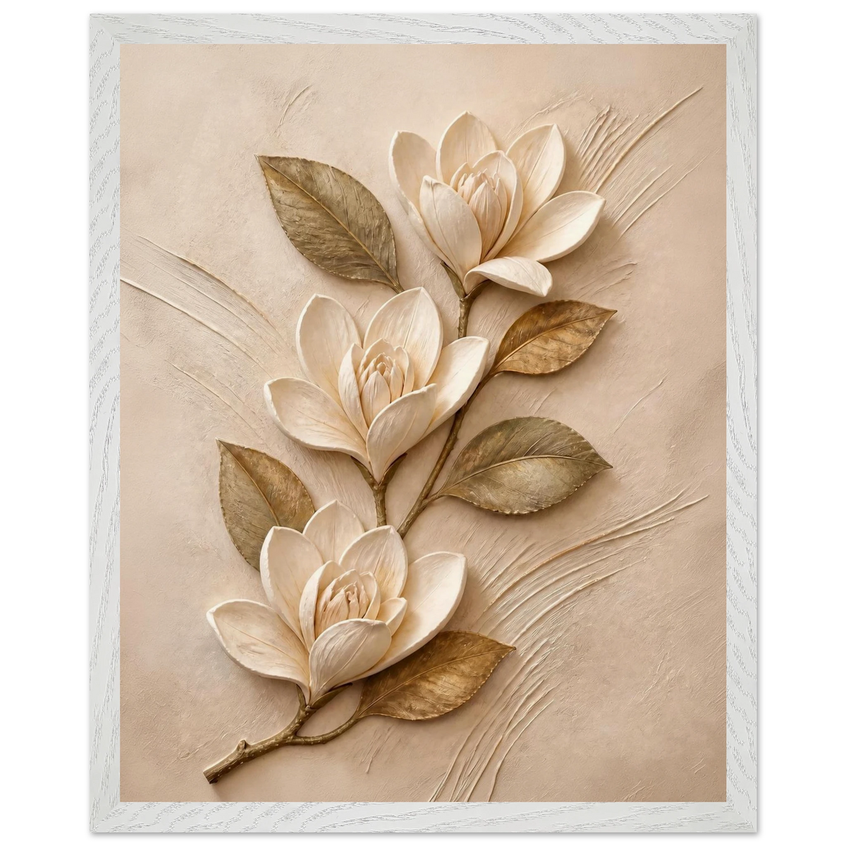 Magnolia Ascent: flowers and botanical. Museum-quality framed fine art print.
