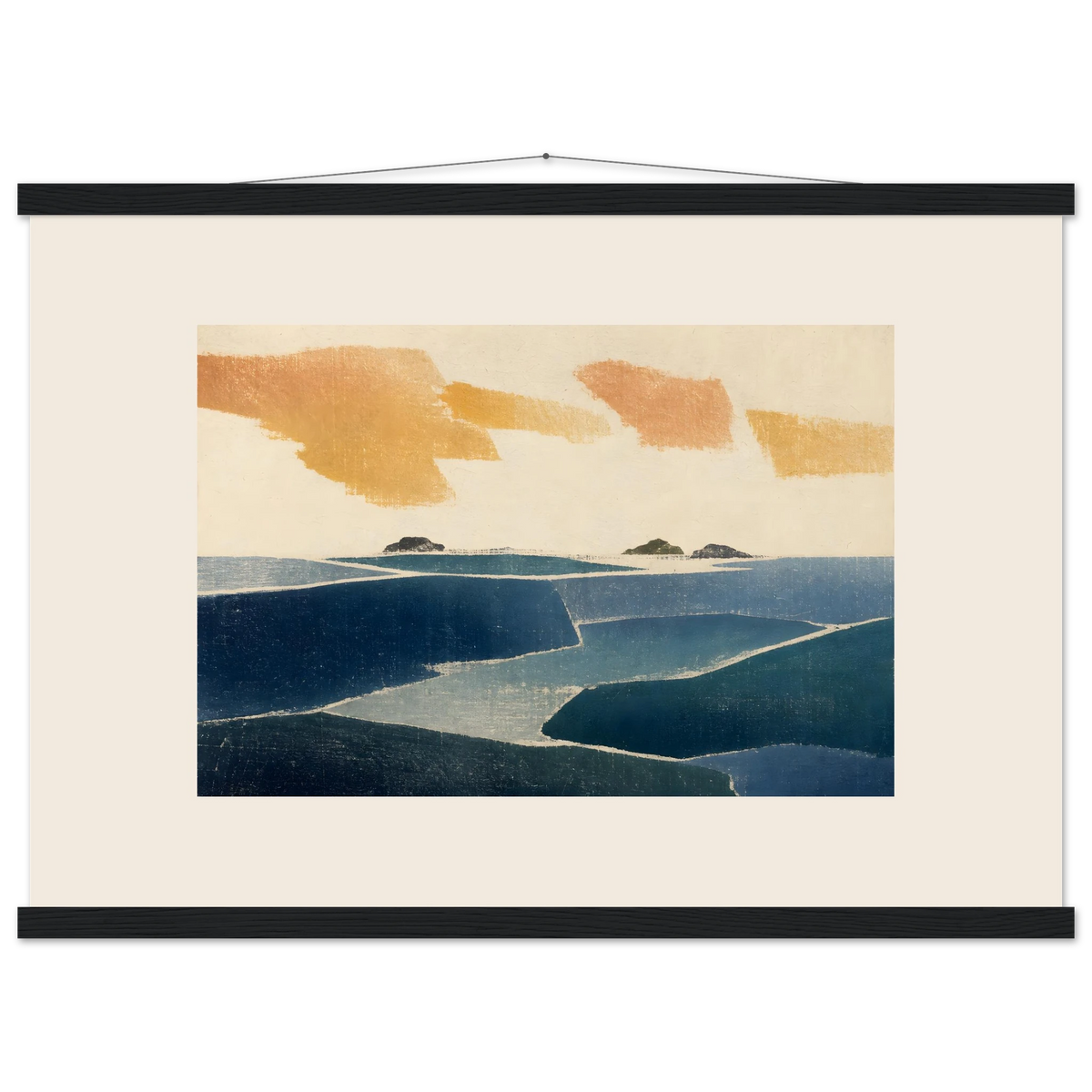 Amber and Indigo: abstract, coastline and color field. Fine art poster by The Light Stays.