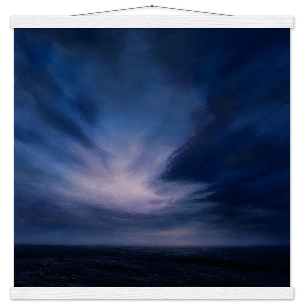 Blue Hour Field: night, horizon and deep blue. Fine art poster by The Light Stays.