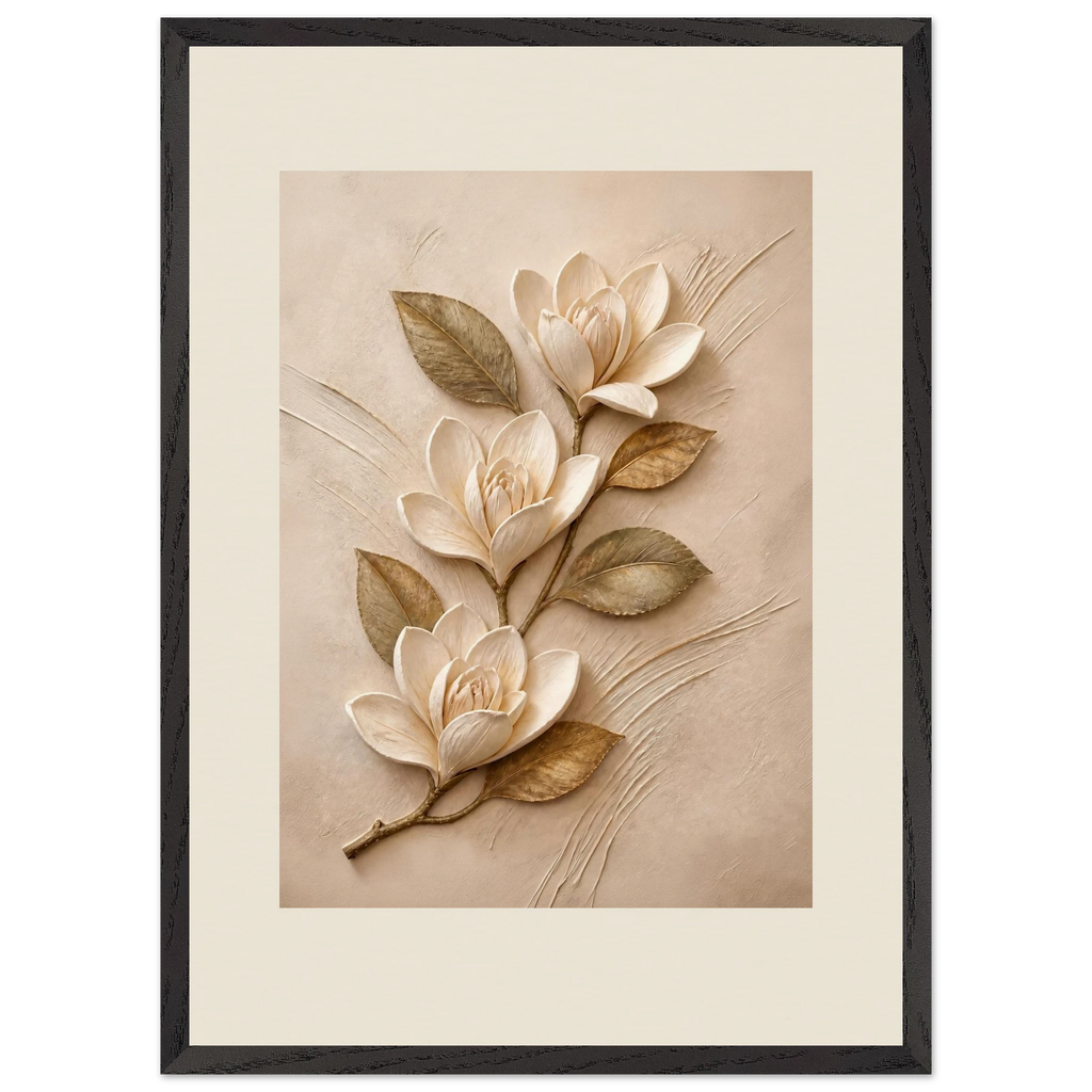 Magnolia Ascent, flowers and botanical. Archival framed fine art print shown framed.