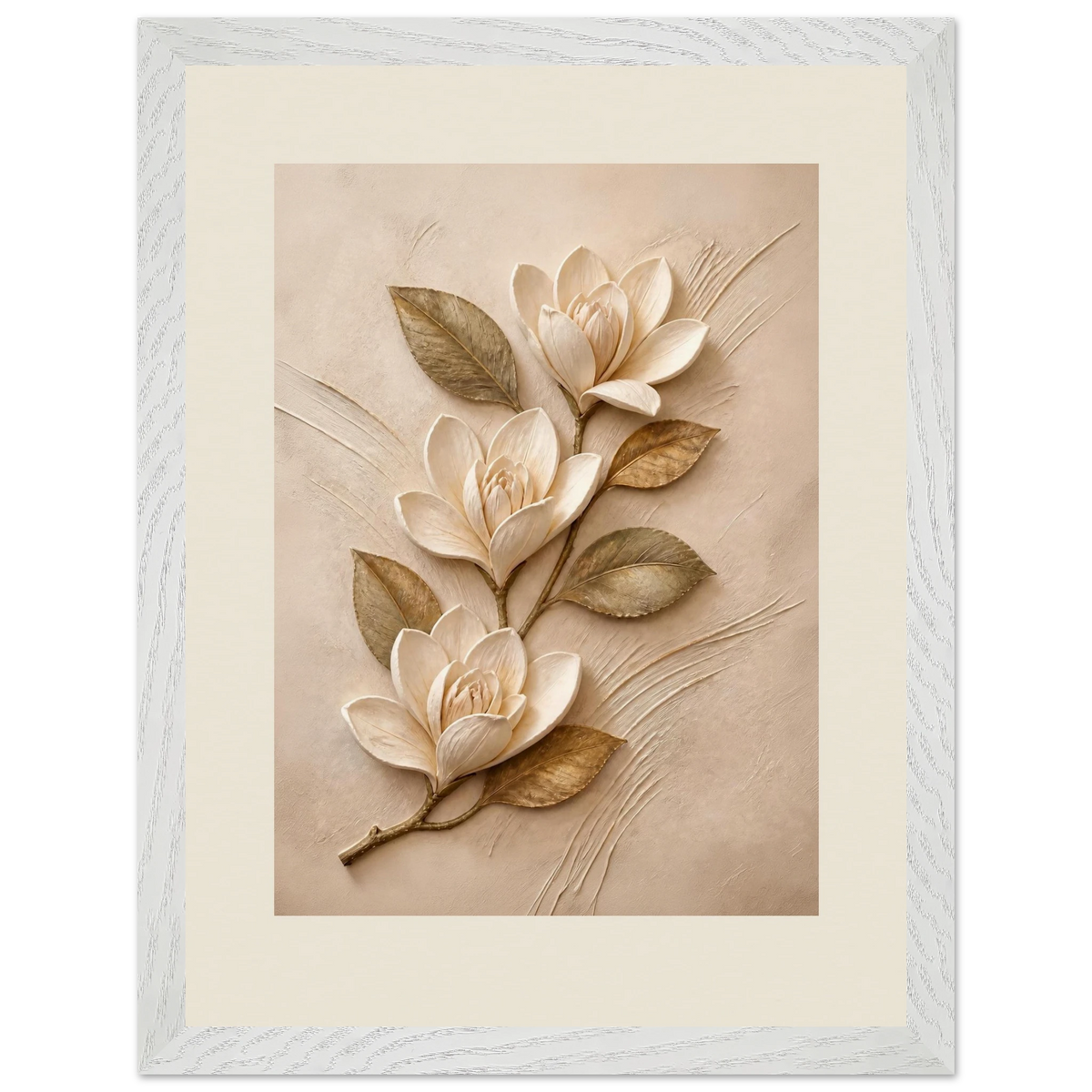 Magnolia Ascent: flowers and botanical. Framed fine art print, alternate frame and size.