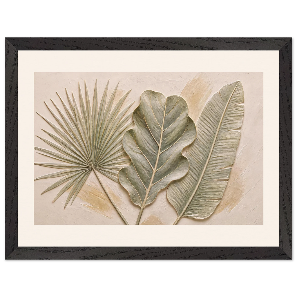 Three Leaves: botanical and nature. Framed fine art print.
